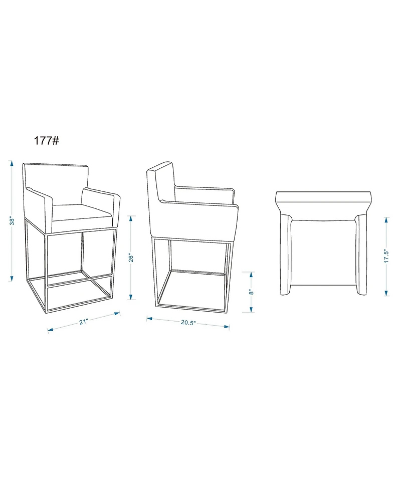 Manhattan Comfort Ambassador 38" Leatherette Upholstered Counter Stool