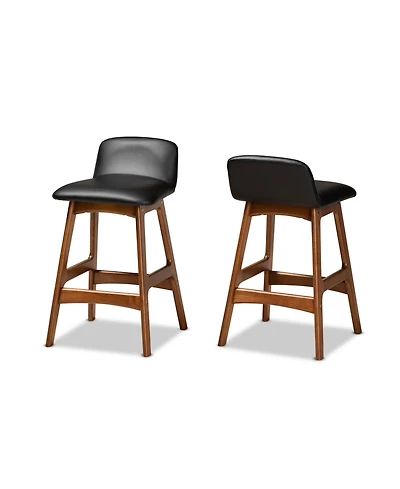Darrin Mid-Century Modern Wood Counter Stool Set, 2 Piece