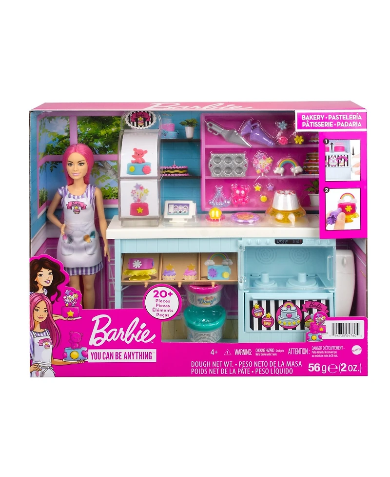 Barbie Doll Bakery Playset with Pink-Haired Petite Doll, Baking Station