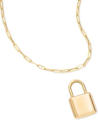 Padlock Paperclip 18" Pendant Necklace in 10k Gold