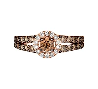 Le Vian Chocolate Diamond (1 ct. t.w.) & Nude (1/8 Halo Ring 14k White, Yellow or Rose Gold