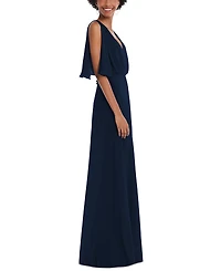 After Six Plus V-Neck Split Sleeve Blouson Bodice Maxi Dress