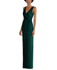 After Six Women's Faux Wrap Whisper Satin Maxi Dress with Draped Tulip Skirt