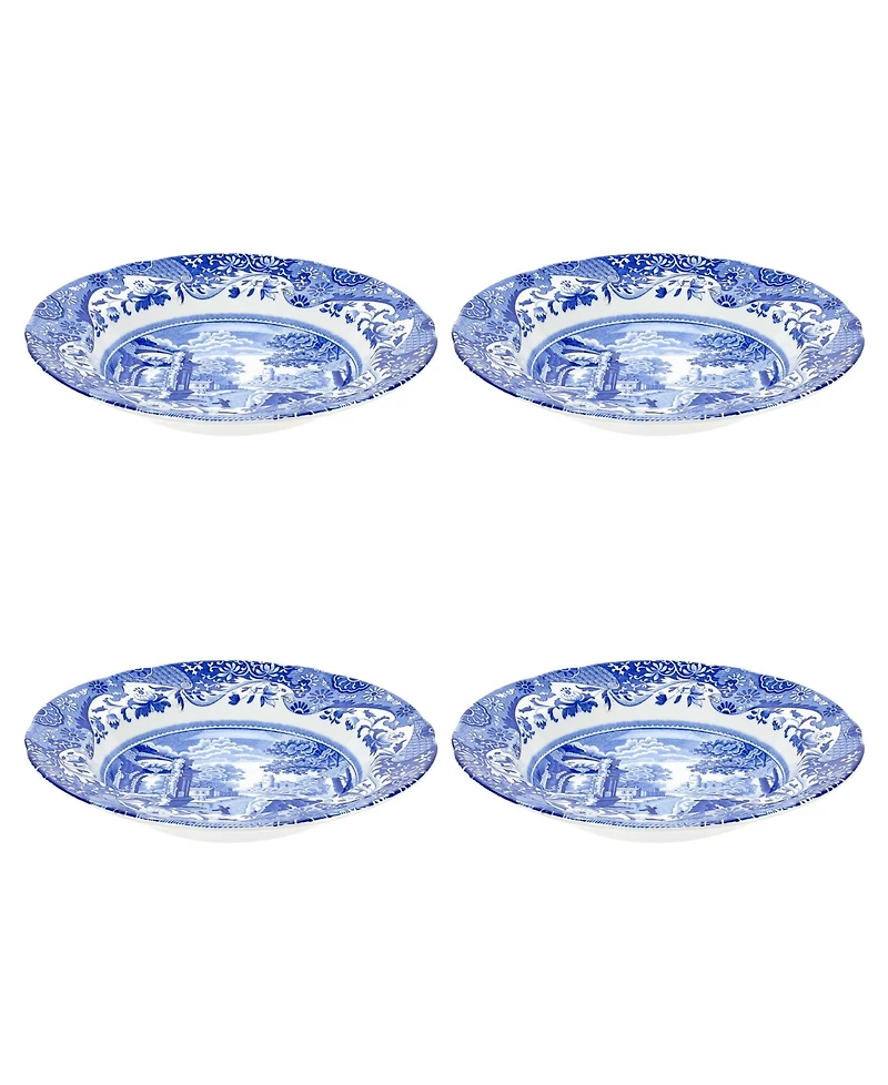 Spode Blue Italian Rim Soup Bowls, Set of 4