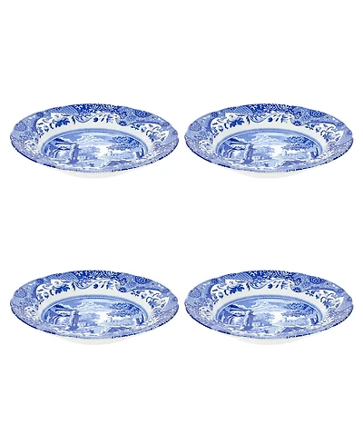 Spode Blue Italian Rim Soup Bowls, Set of 4