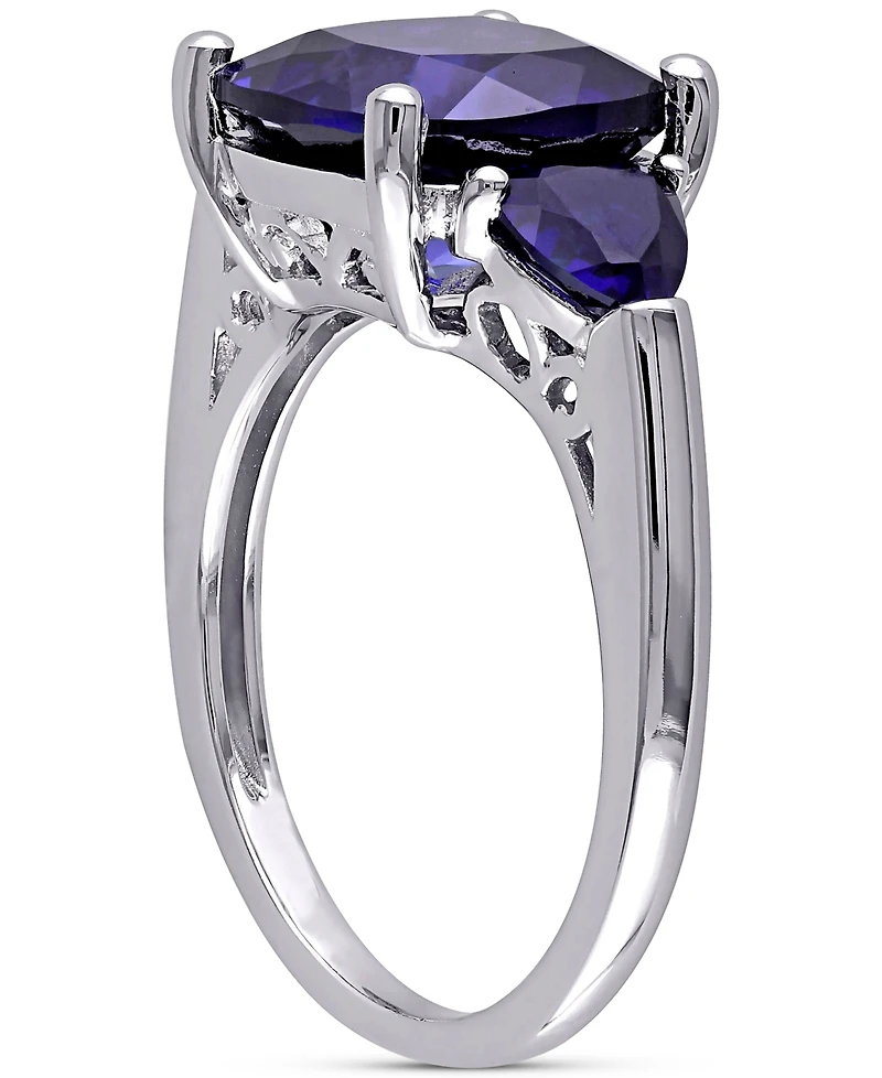 Lab-Grown Sapphire Three Stone Ring (7-1/10 ct. t.w.) Sterling Silver