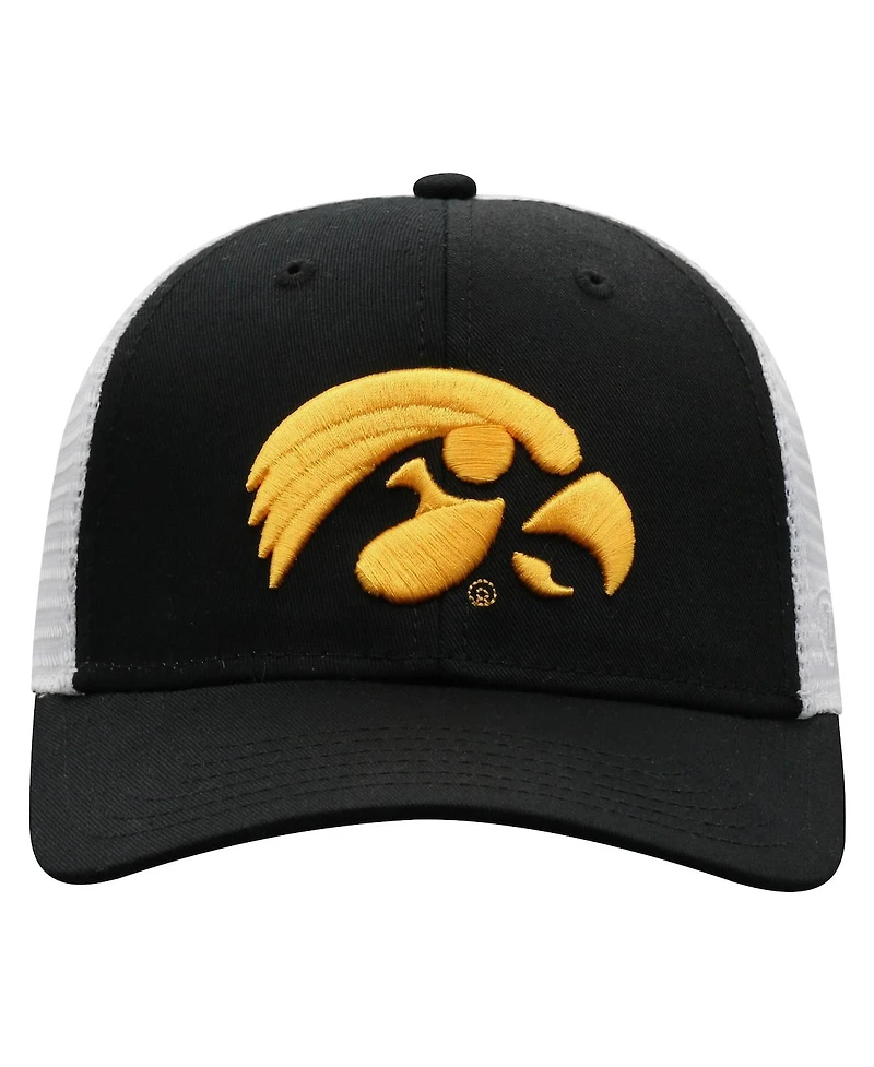 Men's Top of the World Black, White Iowa Hawkeyes Trucker Snapback Hat