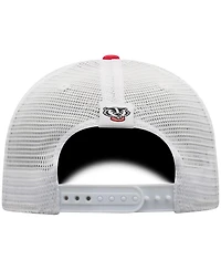 Men's Top of the World Red, White Wisconsin Badgers Trucker Snapback Hat