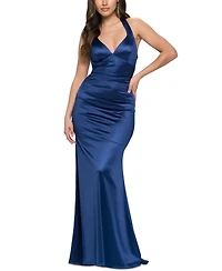 B Darlin Juniors' Strappy-Back Satin Gown, Created for Macy's