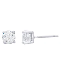 Women's Fine Silver Plated Round Cubic Zirconia Stud Earrings Set, 8 Pieces