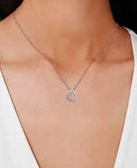 Lab-Grown White Sapphire Heart 18" Pendant Necklace (5/8 ct. t.w.) in Sterling Silver