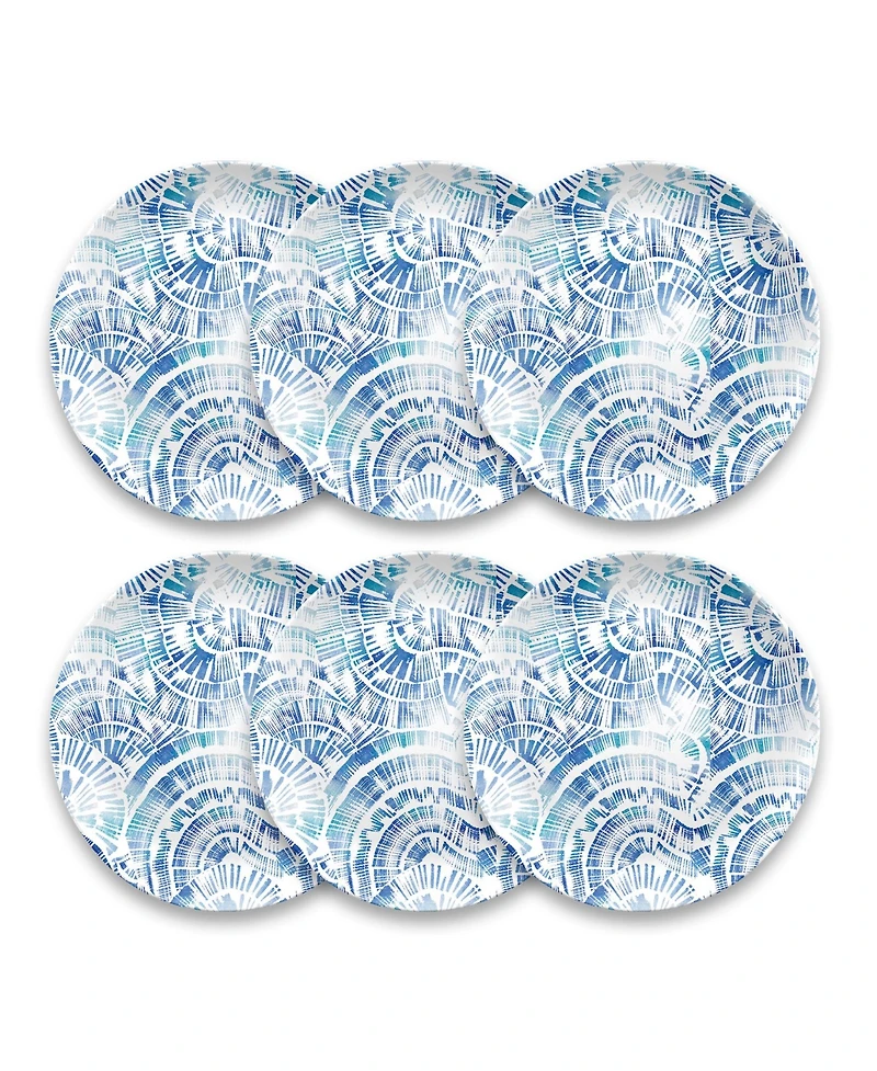 Abode Homewares Melamine Coastal Scallops Dinner Plates, Set of 6