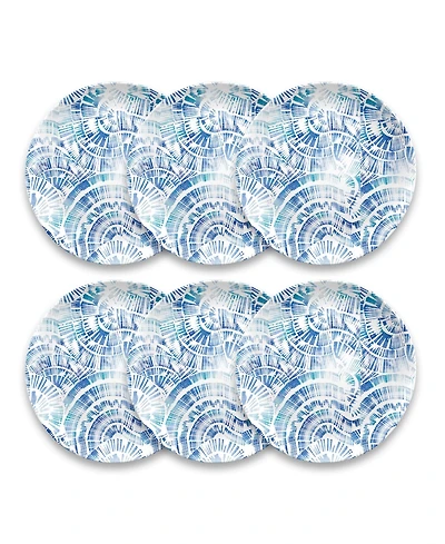Abode Homewares Melamine Coastal Scallops Dinner Plates, Set of 6