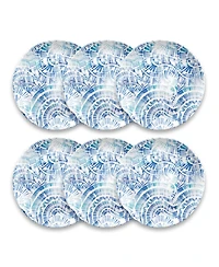 Abode Homewares Melamine Coastal Scallops Dinner Plates, Set of 6