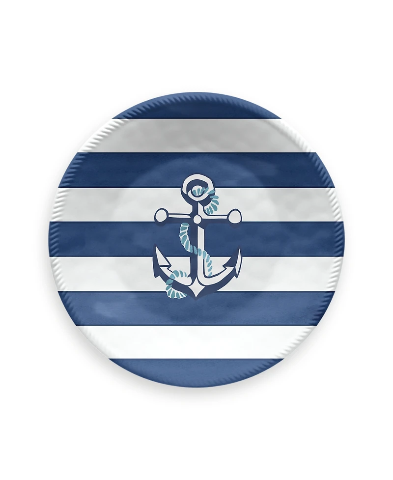 Abode Homewares Nautical Anchor 6-Piece Salad Plate Set, 8.5"