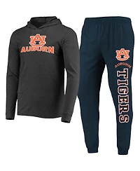 Men's Concepts Sport Navy, Charcoal Auburn Tigers Meter Long Sleeve Hoodie T-shirt and Jogger Pants Set