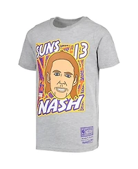 Big Boys Mitchell & Ness Steve Nash Gray Phoenix Suns Hardwood Classics King of the Court Player T-shirt