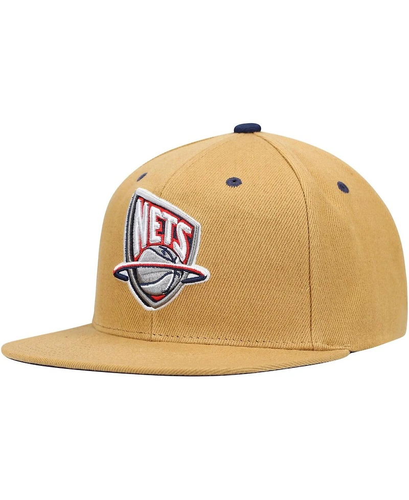 Men's Mitchell & Ness Tan New Jersey Nets Hardwood Classics Wheat Snapback Hat