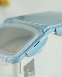 Large Plastic Storage Food Holder Containers with a Measuring Cup and Wheels, Set of 3