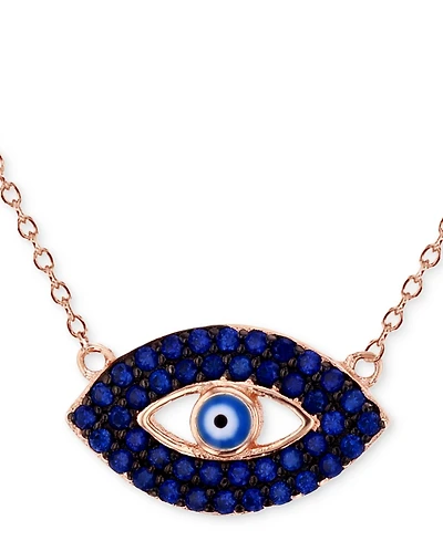 Cubic Zirconia & Enamel Evil Eye Pendant Necklace 14k Rose Gold-Plated Sterling Silver, 16" + 1" extender