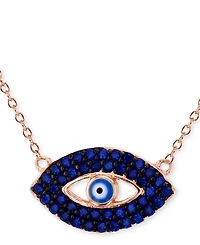 Cubic Zirconia & Enamel Evil Eye Pendant Necklace 14k Rose Gold-Plated Sterling Silver, 16" + 1" extender