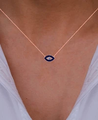 Cubic Zirconia & Enamel Evil Eye Pendant Necklace 14k Rose Gold-Plated Sterling Silver, 16" + 1" extender