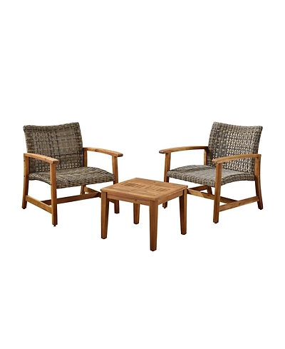 Hampton Outdoor Wicker Club Chairs and Side Table Set