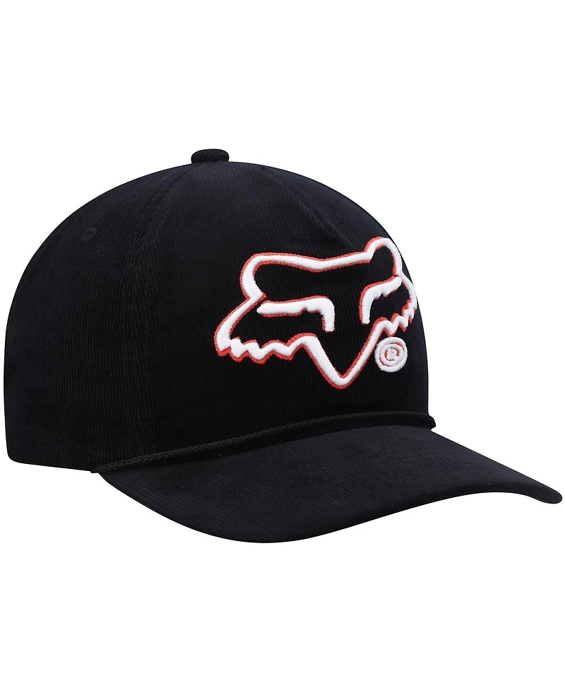 Men's Black Fox Racing Brushed Snapback Hat