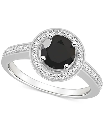 Cultured Freshwater Pearl & Diamond (1/5 ct. t.w.) Halo Ring Sterling Silver (Also Onyx, Labradorite Turquoise)
