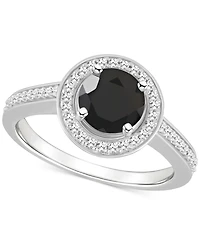 Cultured Freshwater Pearl & Diamond (1/5 ct. t.w.) Halo Ring Sterling Silver (Also Onyx, Labradorite Turquoise)