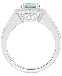Cultured Freshwater Pearl & Diamond (1/5 ct. t.w.) Halo Ring Sterling Silver (Also Onyx, Labradorite Turquoise)