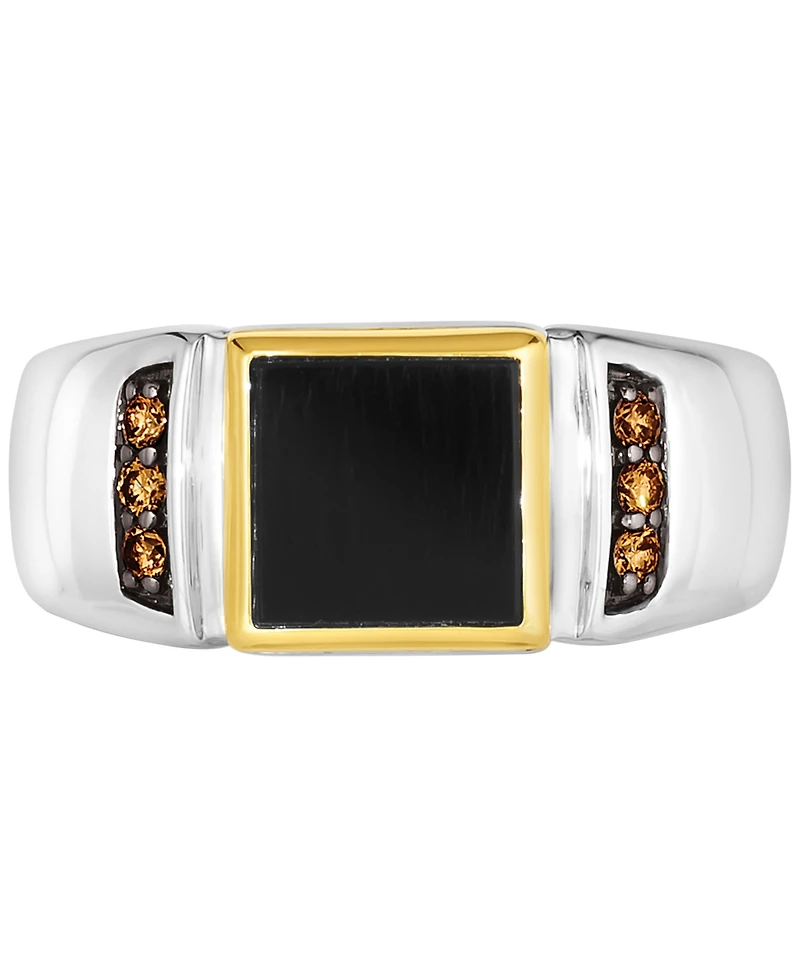 Le Vian Men's Onyx & Chocolate Diamond (1/6 ct. t.w.) Ring Sterling Silver 14k Gold