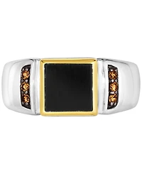 Le Vian Men's Onyx & Chocolate Diamond (1/6 ct. t.w.) Ring Sterling Silver 14k Gold