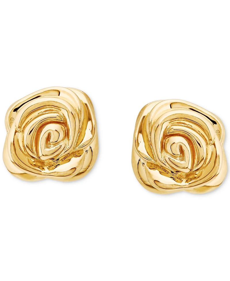 Polished Rose Stud Earrings in 14k Gold