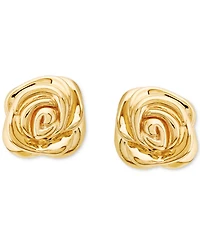 Polished Rose Stud Earrings in 14k Gold