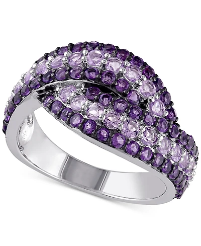Amethyst (4/5 ct. t.w.) & Rose De France (3/4 Swirl Ring Sterling Silver (Also available Garnet, Pink Sapphire Blue Topaz)