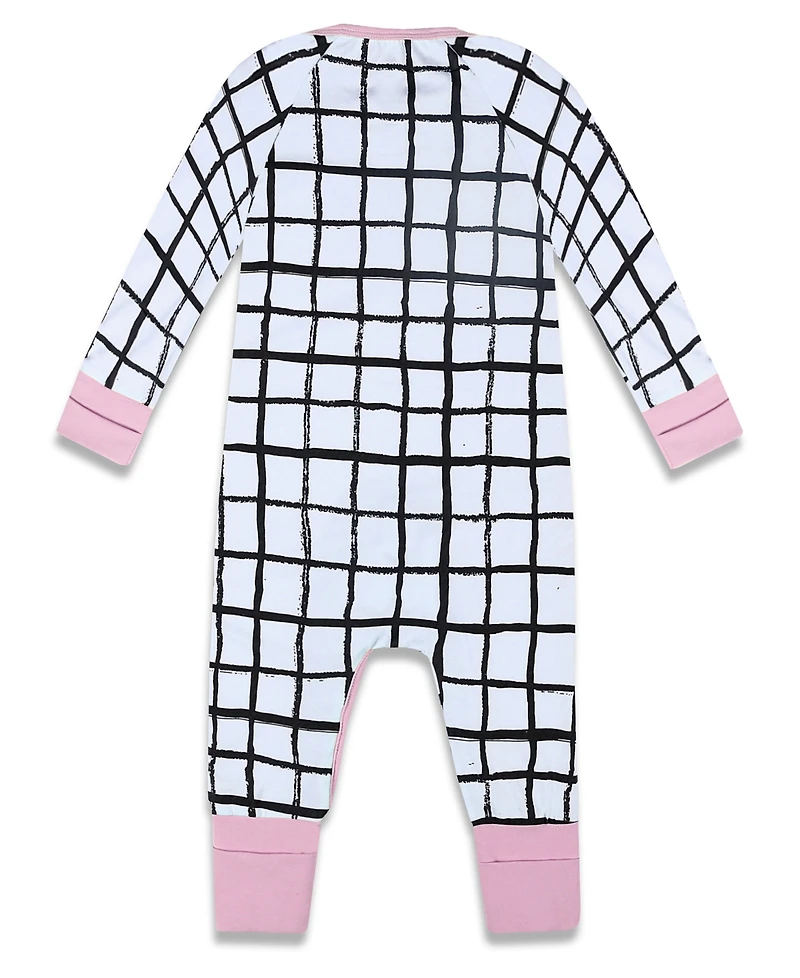 Earth Baby Outfitters Baby Girls 2 Way Zippy Grid Coverall