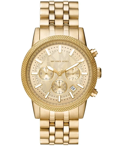 Michael Kors Men's Hutton Chronograph Gold-Tone Stainless Steel Bracelet Watch 43mm