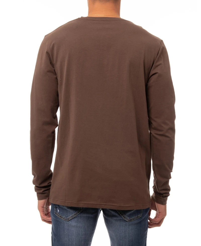 X-Ray Men's Soft Stretch Henley Neck Long Sleeve T-shirt