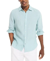 Nautica Men's Classic-Fit Long-Sleeve Button-Up Solid Linen Shirt