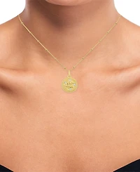 Diamond Accent Chinese Zodiac Disc 18" Pendant Necklace 14k Gold-Plated Sterling Silver
