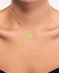 Diamond Accent Chinese Zodiac Disc 18" Pendant Necklace 14k Gold-Plated Sterling Silver
