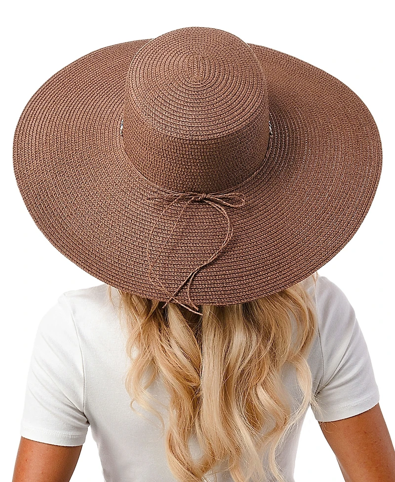 Women's Straw Hat with Glass Beaded Trim