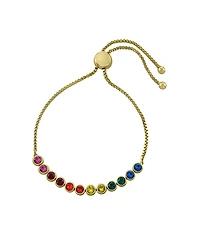 Women's Rainbow Crystal Bezel Set Adjustable Bracelet