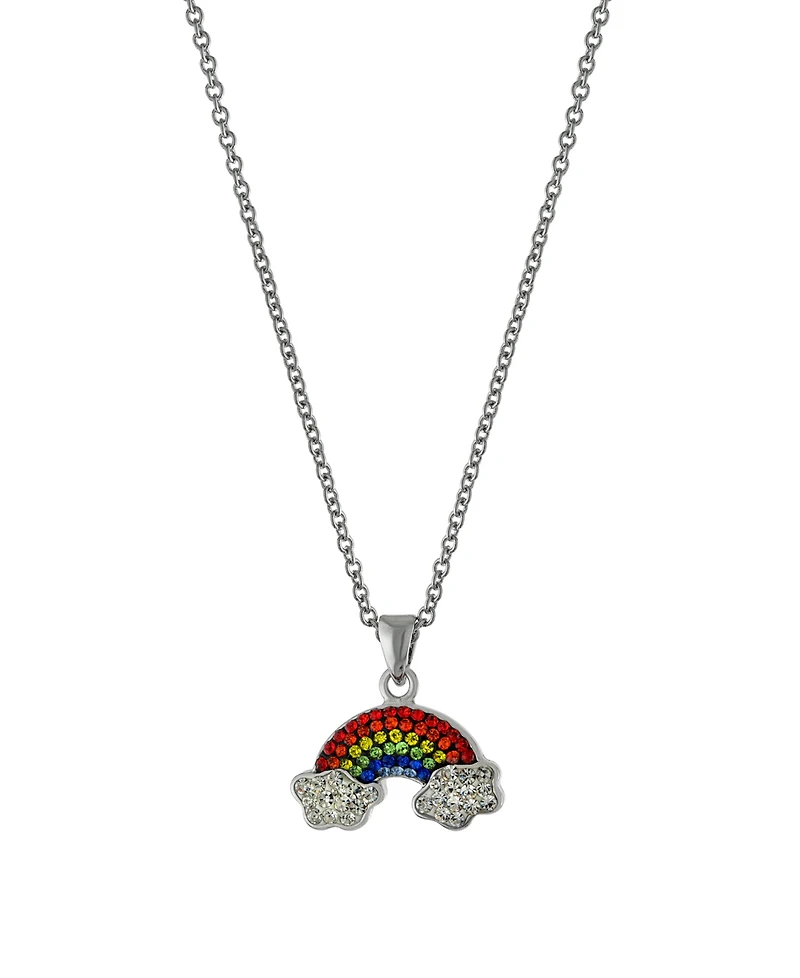 Women's Crystal Rainbow and Cloud Pendant Necklace