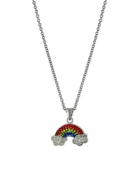 Women's Crystal Rainbow and Cloud Pendant Necklace