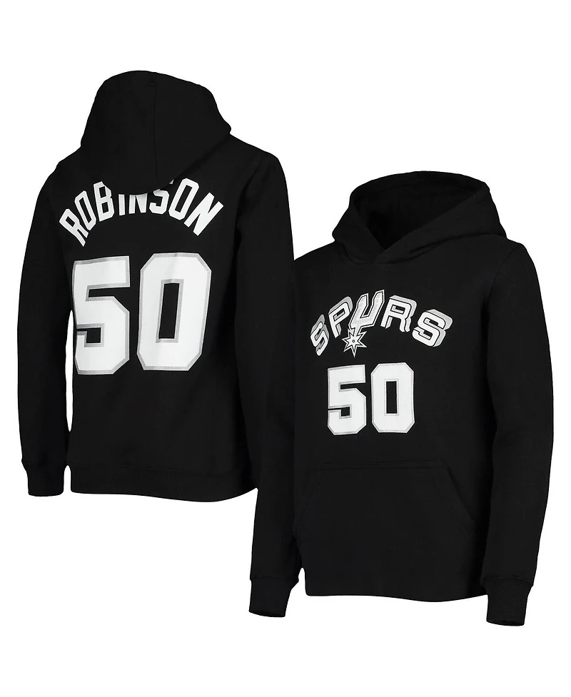 Big Boys and Girls Mitchell & Ness David Robinson Black San Antonio Spurs Hardwood Classics Name and Number Pullover Hoodie