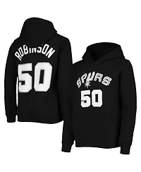 Big Boys and Girls Mitchell & Ness David Robinson Black San Antonio Spurs Hardwood Classics Name and Number Pullover Hoodie