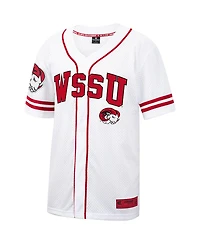 Men's Colosseum White and Red Winston-Salem State Rams Free Spirited Baseball Jersey