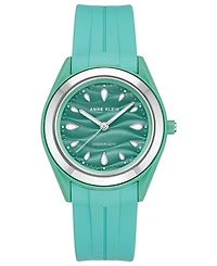 Anne Klein Women's Pastel Green Solar Ocean Work Plastic Metal Watch, 38.5mm